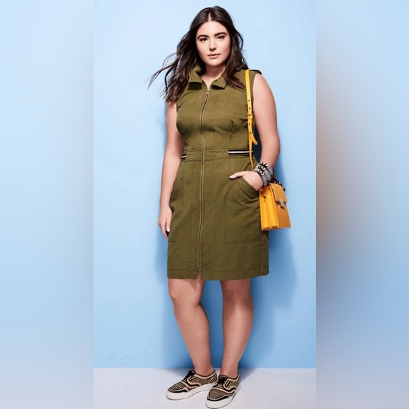 Plenty by Tracy Reese: Military Green Utility Dress - Picture 4 of 17